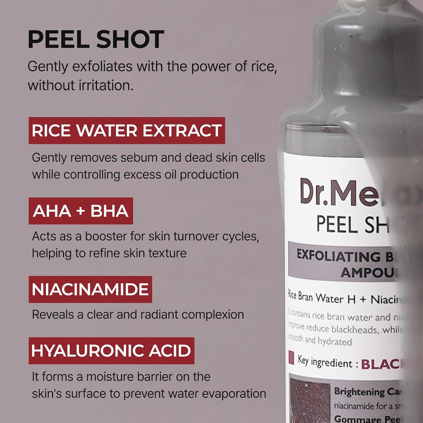 Dr. Melaxin White and Black Rice Peeling Ampoule, Soft Exfoliating Face and Body Scrub Dead Skin Cells Remover for All Skin Types