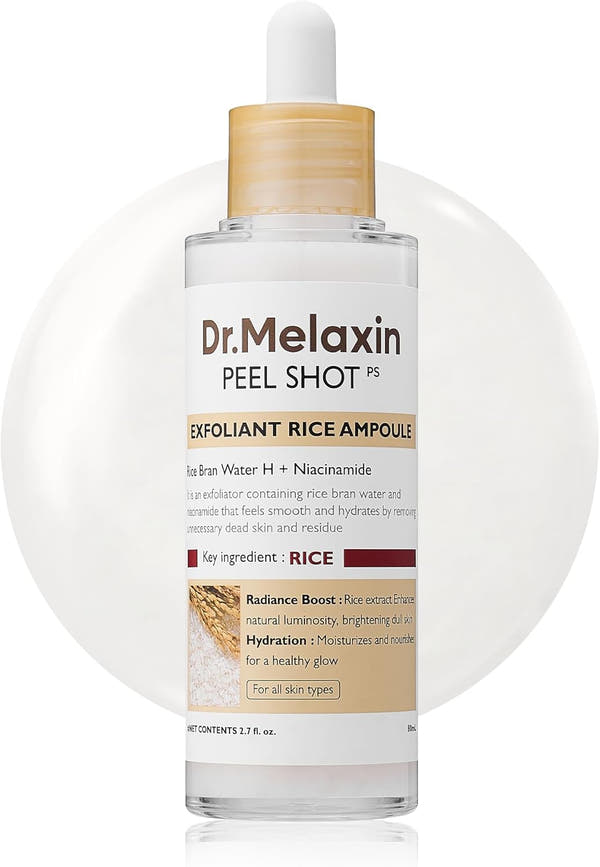 Dr. Melaxin White and Black Rice Peeling Ampoule, Soft Exfoliating Face and Body Scrub Dead Skin Cells Remover for All Skin Types