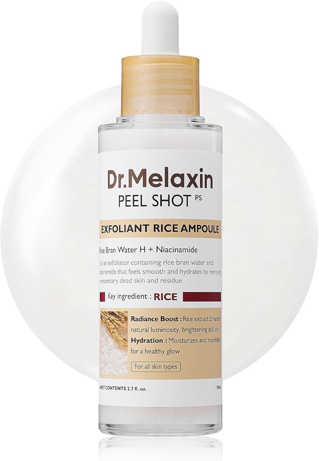 Dr. Melaxin White and Black Rice Peeling Ampoule, Soft Exfoliating Face and Body Scrub Dead Skin Cells Remover for All Skin Types